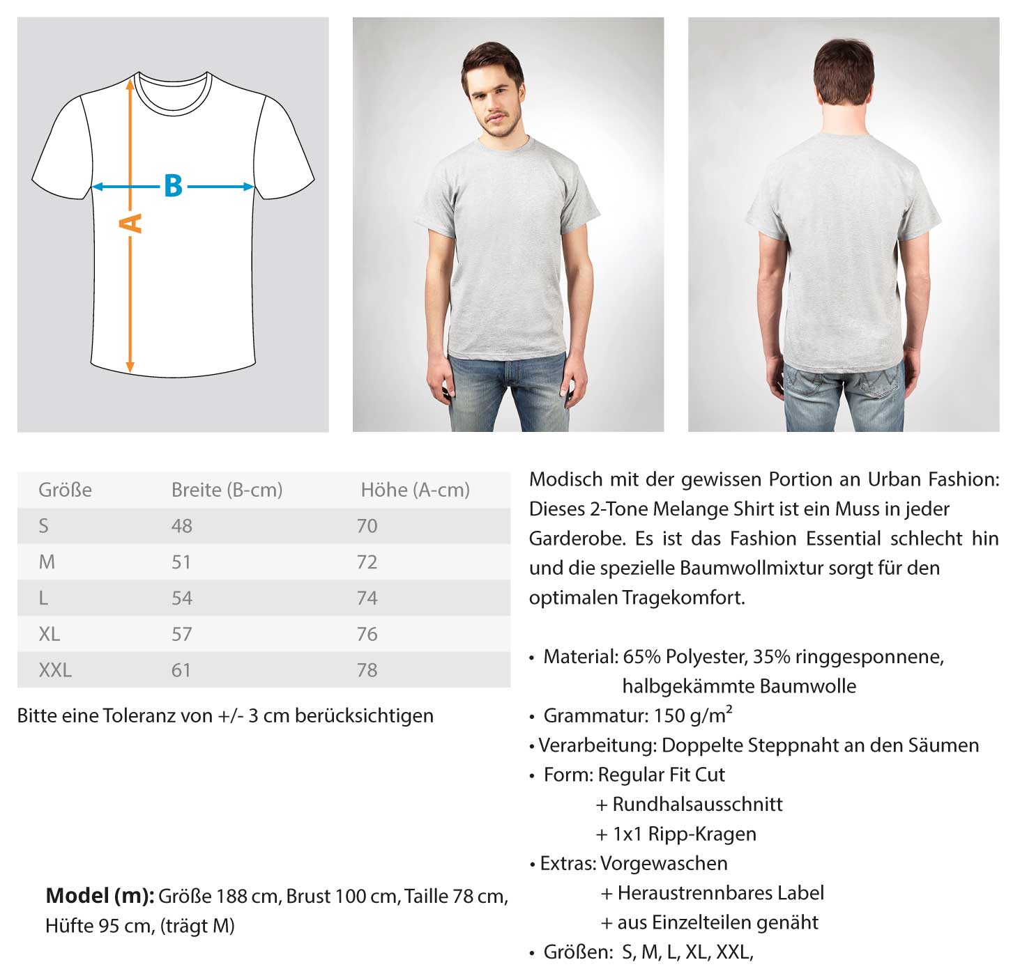 TCC - K9 German s/w - Herren Melange Shirt – Bild 11